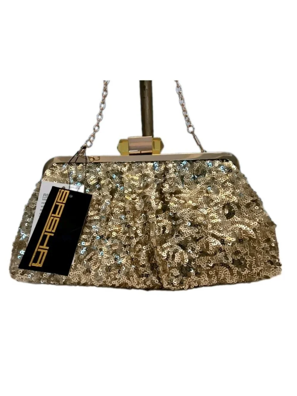 Beautiful Gold sequin evening clutch bag by Sasha New York